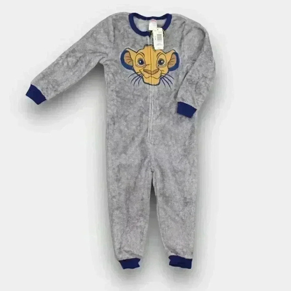 NEW! Disney LION KING - Simba Kids Zippered fleece Sleeper XS 4/5 - Picture 1 of 3